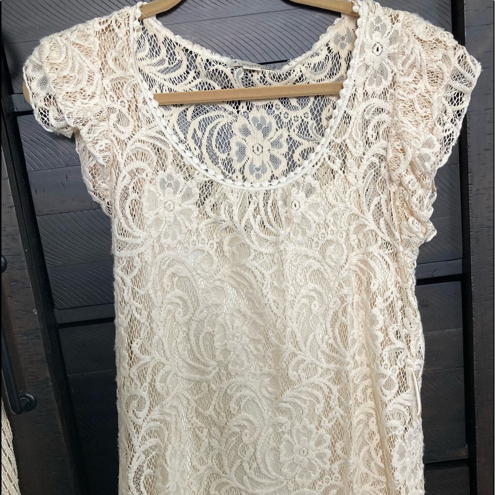 Creme Lacey baby doll style top
